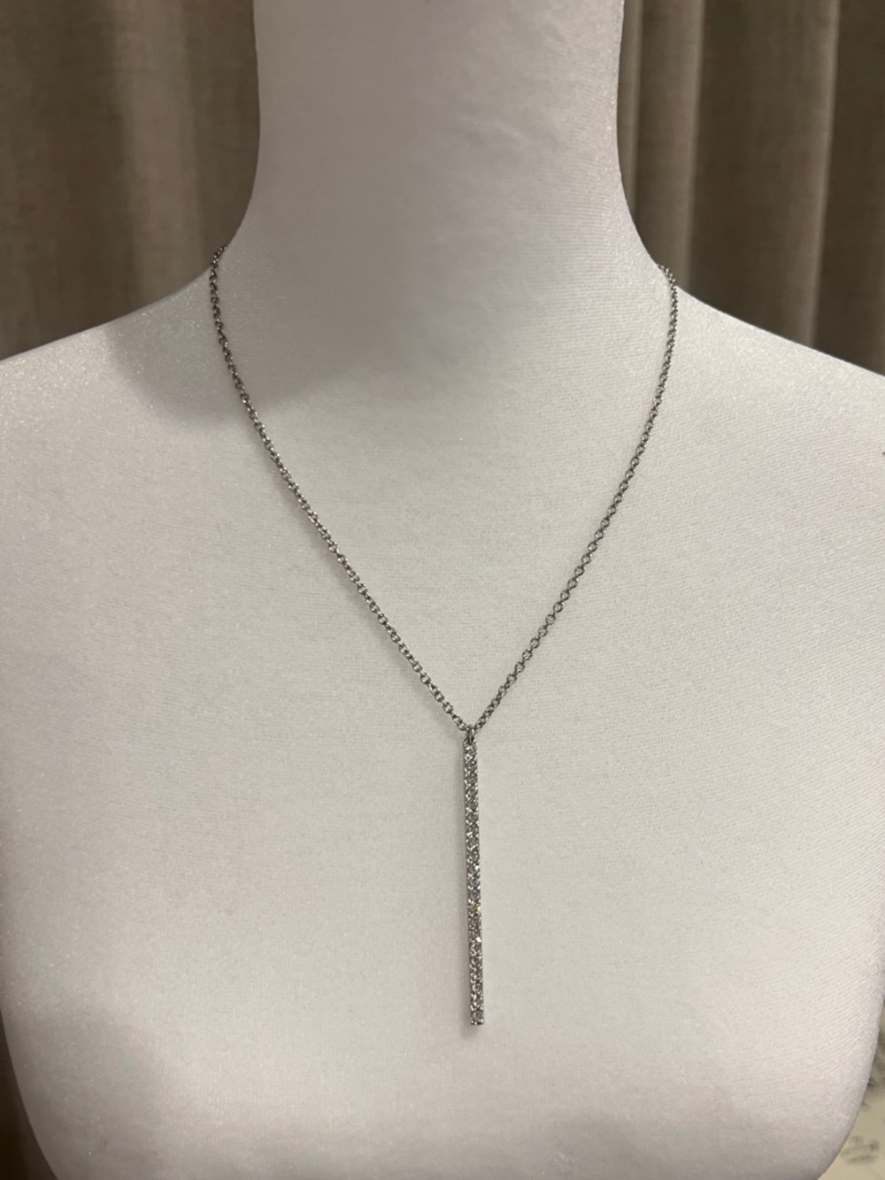 Touchstone Crystal by Swarovski Silver Vertical Bar Pendant Necklace - Picture 3 of 12